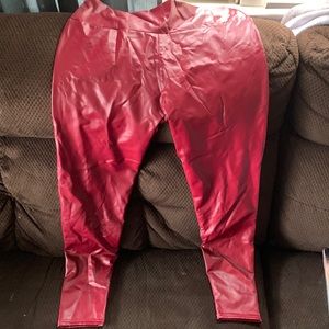 Red/ maroon leather pants
